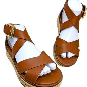 MICHAEL Michael Kors Darby Leather Criss Cross Espadrille Sandal Womens Size 7.5